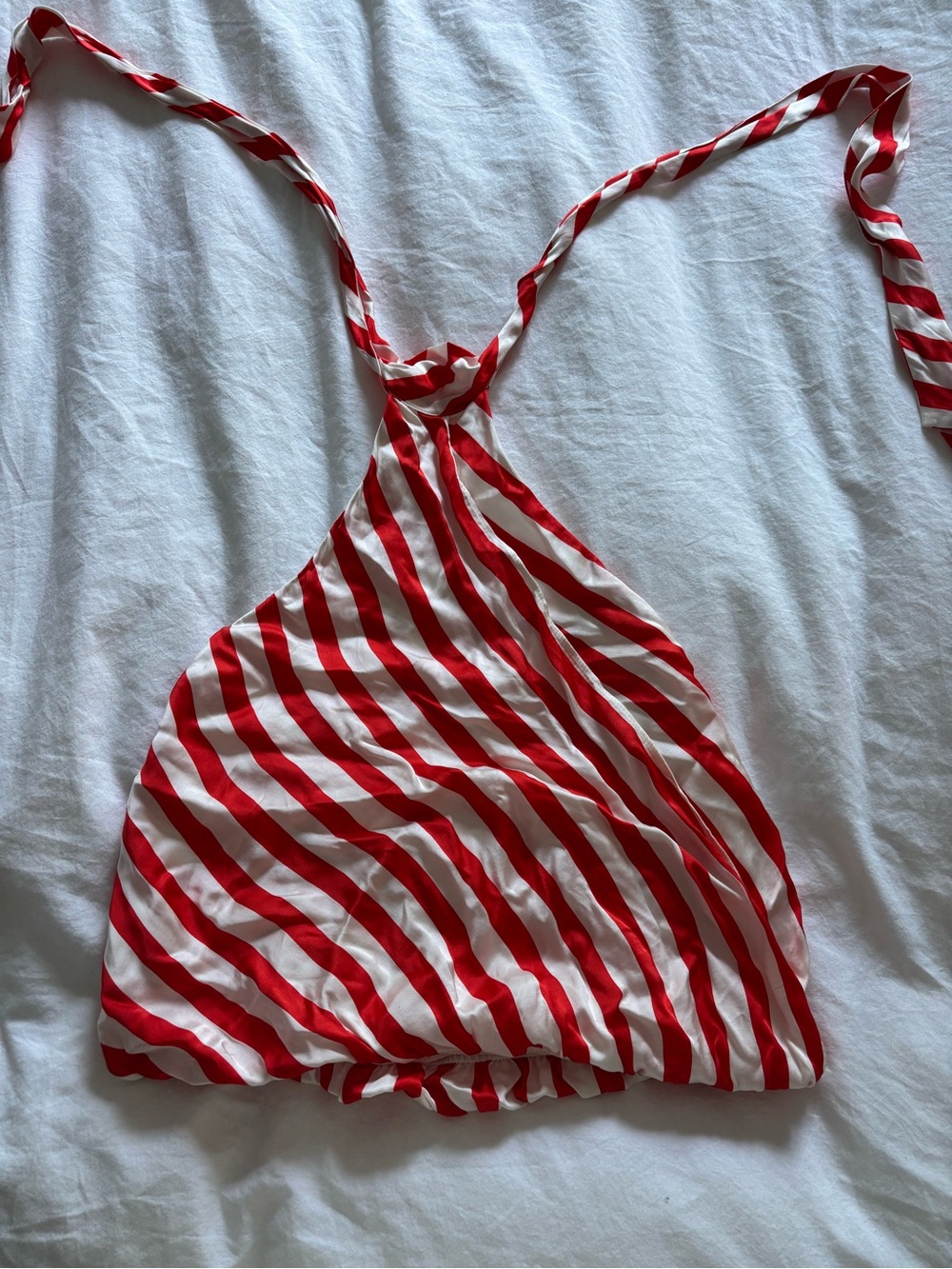 Anthropologie Red and White Striped Halter Crop Top